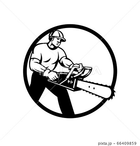 Lumberjack Tree Surgeon Arborist Chainsaw Circle 66409859