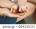 Cute little baby feet in the arms 66410131