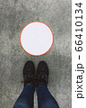 Top view of female legs in sneakers 66410134