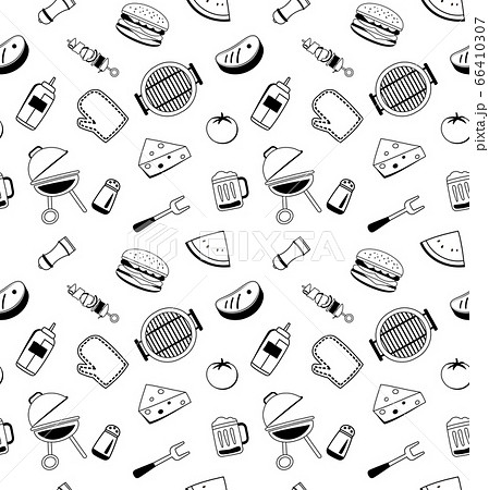 q Icons Seamless Pattern Background Barbecueのイラスト素材