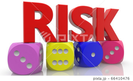 Four Dices with Risk concept Four Dices with Risk concept 66410476