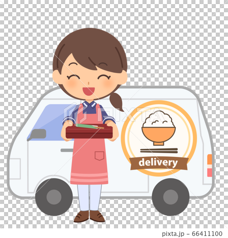 配食サービス　車　女性 66411100
