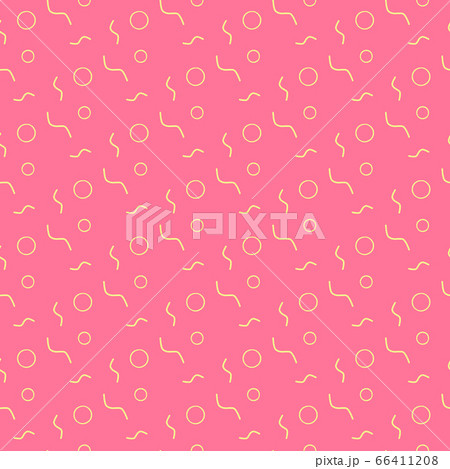 シームレスパターン・ピンクの80年代風レトロ背景 66411208