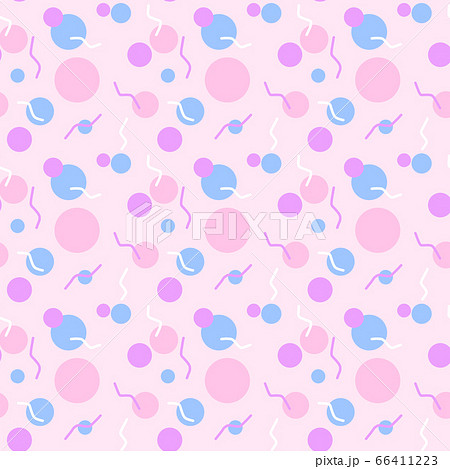 シームレスパターン・ピンクの80年代風レトロ背景 66411223