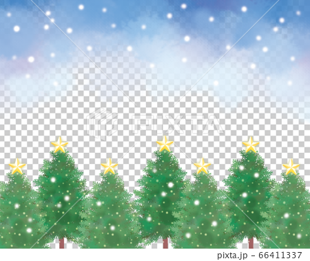 夜空とクリスマスツリーの背景イラストのイラスト素材
