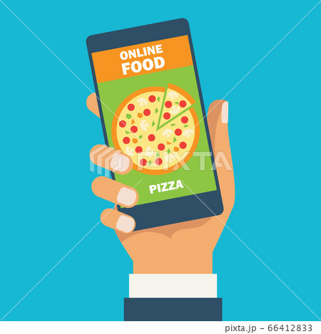 hand holding cellphone for online shopping food 66412833