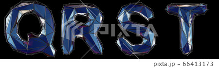 Realistic 3D set of letters Q, R, S, T made of low poly style. Collection symbols of low poly style blue color glass isolated on black background 3d Realistic 3D set of letters Q, R, S, T made of low poly style. Collection symbols of low poly style blue color glass isolated on black background 3d 66413173