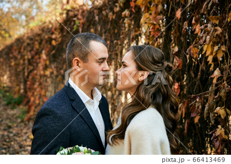 Young male and woman just married. Concept of Young male and woman just married. Concept of 66413469