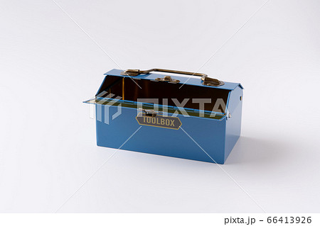 blue metal tool box on white background 66413926