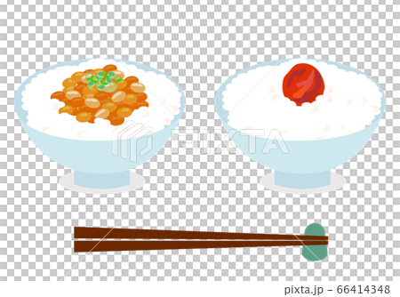 納豆ご飯と梅干ご飯 納豆ご飯と梅干ご飯 66414348