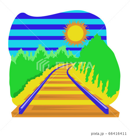 Railway track going over the horizon, isolation on a white Railway track going over the horizon, isolation on a white 66416411