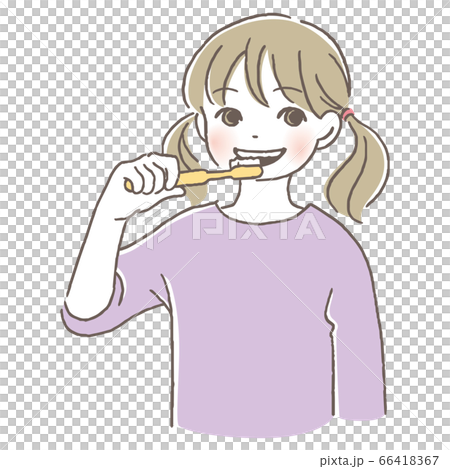 歯を磨く女の子のイラスト素材