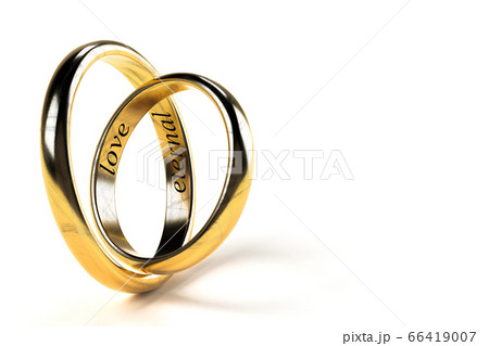 刻印の入った古くなった2つの指輪のイラスト素材