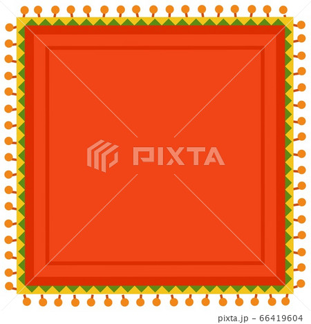 Mexican-style bright red square tablecloth with pompons and tassels flat icon vector isolated. Mexican-style bright red square tablecloth with pompons and tassels flat icon vector isolated. 66419604