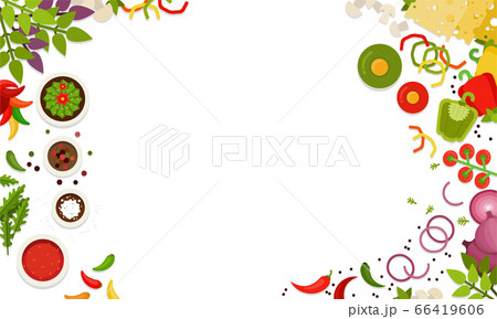 Products for pizza mexican placement on white background. Vector flat illustrations. Products for pizza mexican placement on white background. Vector flat illustrations. 66419606
