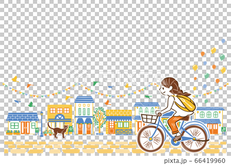 在夏天的城市景觀中騎自行車的女人 在夏天的城市景觀中騎自行車的女人 66419960