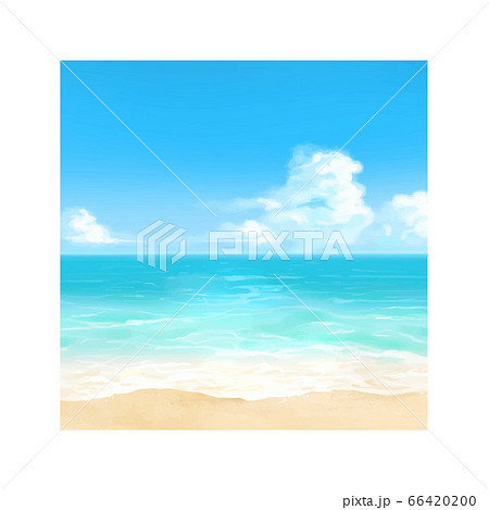 昼間 水彩風の砂浜と海の背景イラストのイラスト素材 6640
