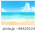 【昼間】水彩風の砂浜と海の背景イラスト 66420224