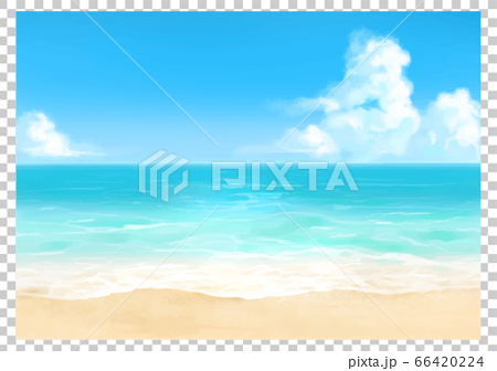 昼間 水彩風の砂浜と海の背景イラストのイラスト素材 66420224 Pixta