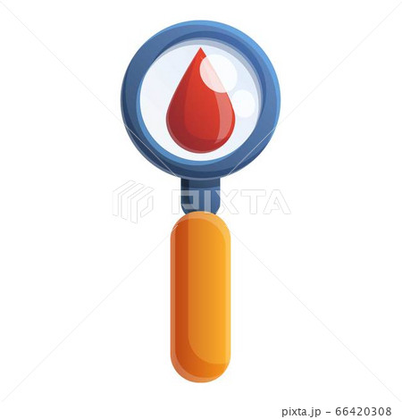 Blood drop under magnifier icon, cartoon style 66420308