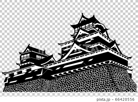 熊本城 天守 シルエットのイラスト素材