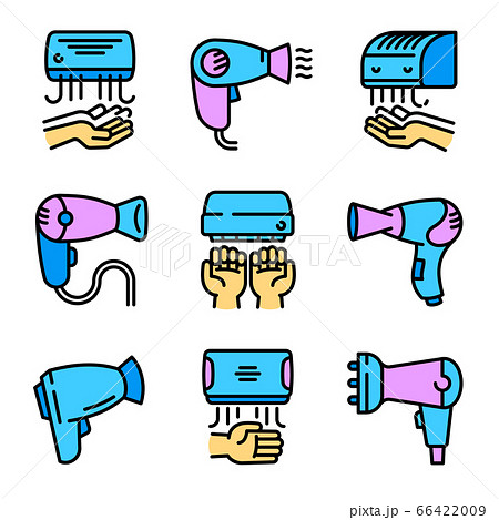 Dryer icons set, outline style Dryer icons set, outline style 66422009