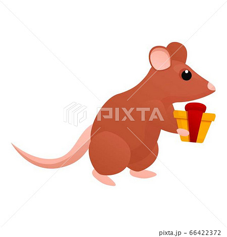 Rat gift box icon, cartoon style Rat gift box icon, cartoon style 66422372