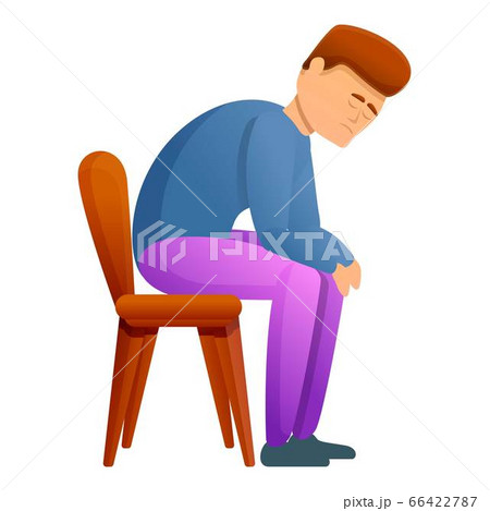 Man at chair depression icon, cartoon style 66422787