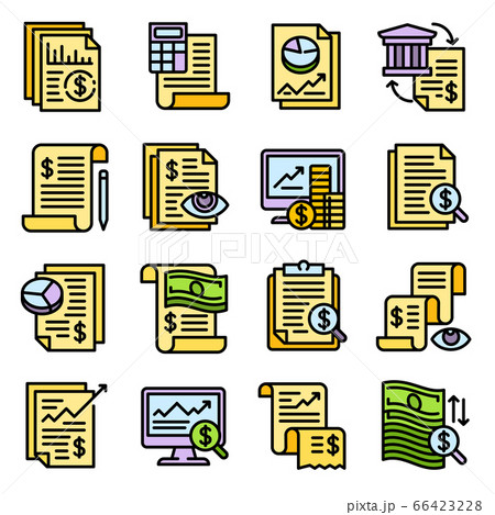 Expense report icons set, outline style Expense report icons set, outline style 66423228