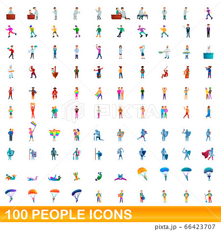 100 people icons set, cartoon style - Stock Illustration [66423707] - PIXTA