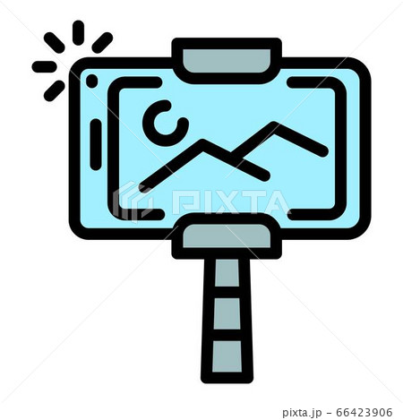 Smartphone photo landscape icon, outline style Smartphone photo landscape icon, outline style 66423906
