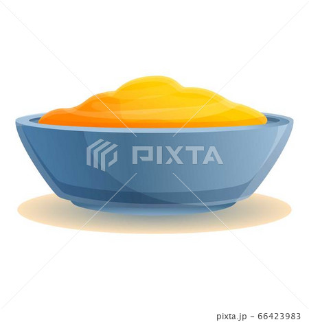 Yellow condiment bowl icon, cartoon style Yellow condiment bowl icon, cartoon style 66423983