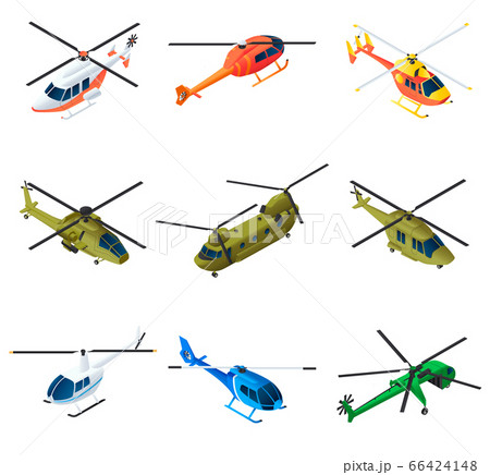 Helicopter icons set, isometric style 66424148