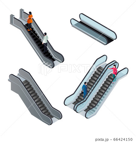 Escalator icons set, isometric style 66424150