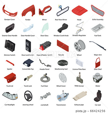 Car parts icons set, isometric style Car parts icons set, isometric style 66424256