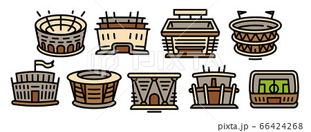 Arena icons set, outline style 66424268