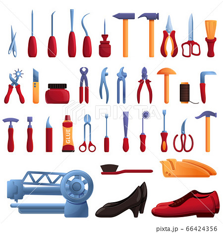 Shoe repair icons set, cartoon style 66424356