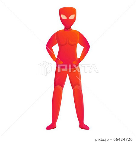 Red superhero icon, cartoon style 66424726