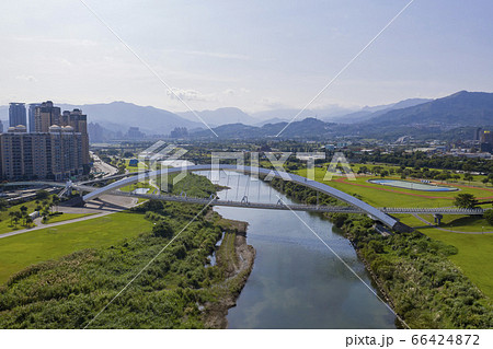 Aerial sunny view of the Sunshine Bridge with Aerial sunny view of the Sunshine Bridge with 66424872