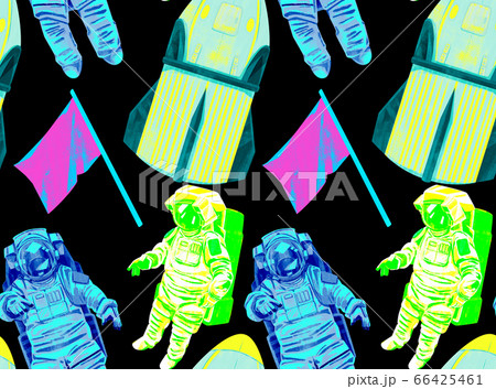 ネオン風宇宙飛行士連続パターン 66425461