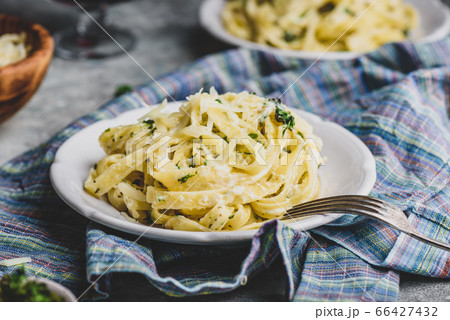 Homemade Fettuccine Pasta with Alfredo Sauce on Homemade Fettuccine Pasta with Alfredo Sauce on 66427432