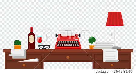 Office wooden table for writing or creativity flat style vector illustration. 66428140