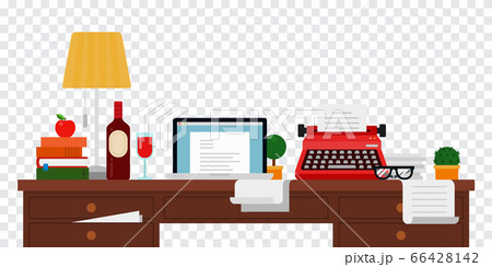 The desktop writer, copywriter flat design vector illustration on transparent background. 66428142
