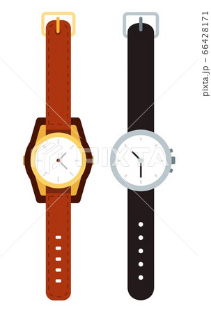 Wristwatch with leather straps vector icon flat isolated 66428171