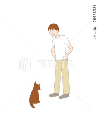 犬を叱る男性のイラスト素材
