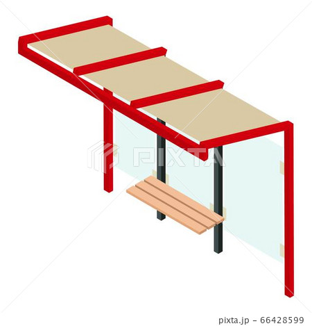 Urban bus stop icon, isometric style 66428599