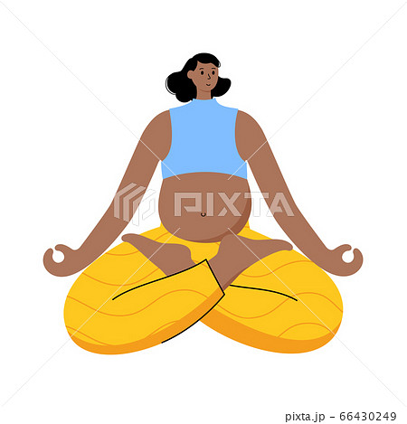 Yoga flat vector illustration. Healthy pregnancy. 66430249
