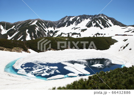 立山と雪解けのミクリガ池 66432886