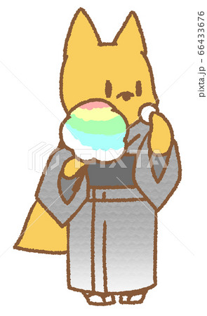 わたあめと浴衣を着たキツネ(灰色) わたあめと浴衣を着たキツネ(灰色) 66433676