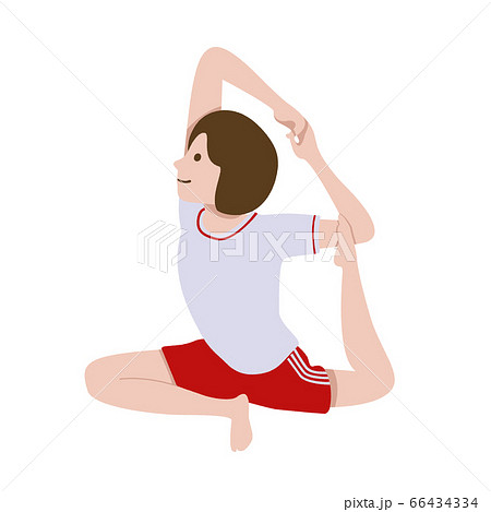 体操 ヨガ ハトのポーズ 女の子 イラストのイラスト素材